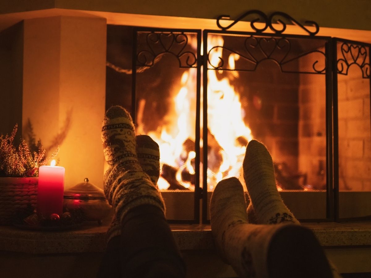 feet up to the fireplace