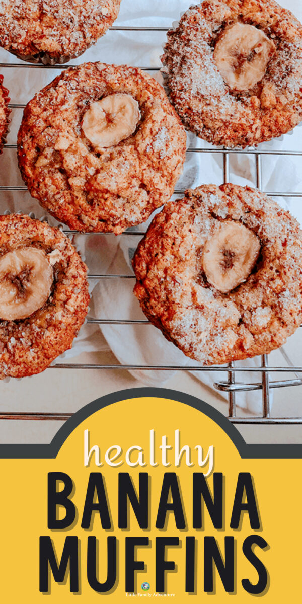 healthy banana muffins on cooling rack