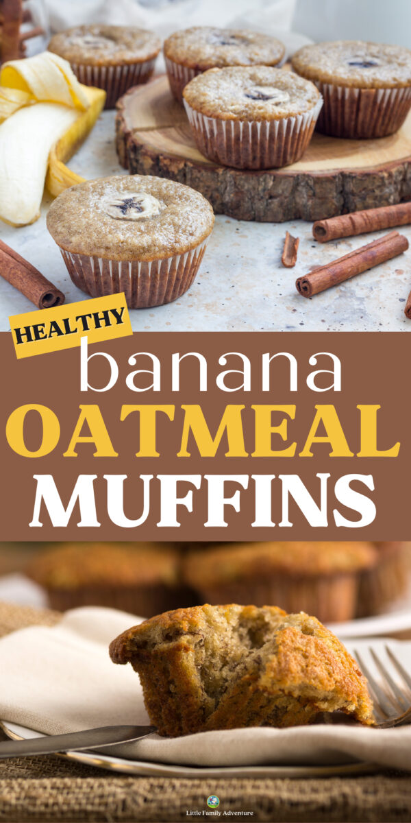 banana muffins on wooden plate and closeup