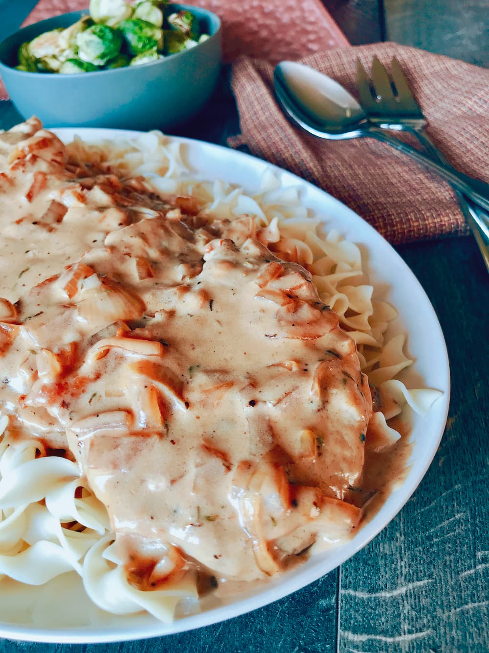 Oktoberfest Smothered Pork Chops & Noodles Recipe