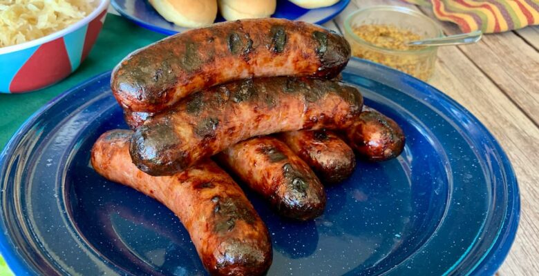 grilled brats on plate