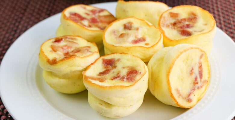 egg bites with bacon on plate