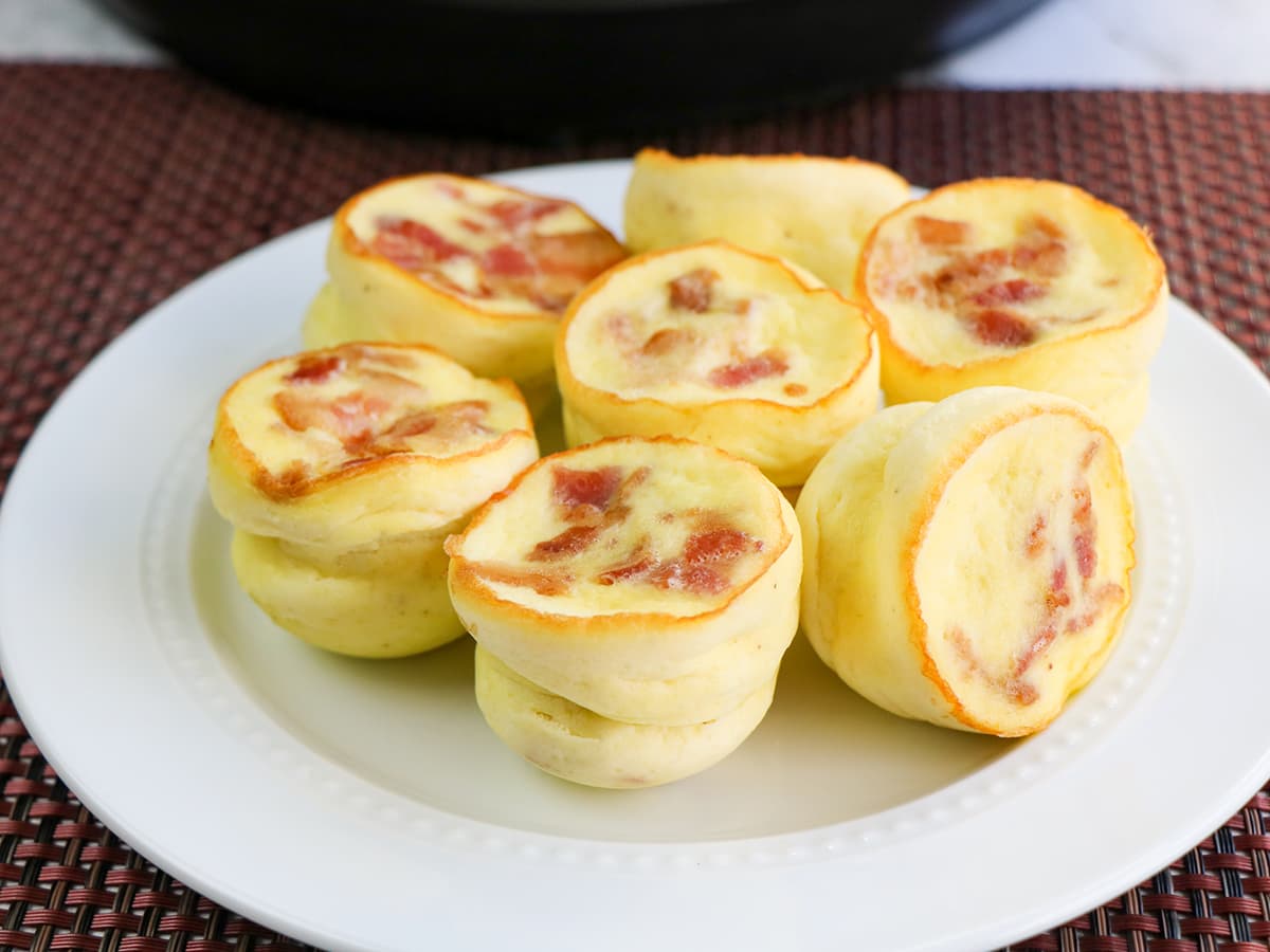 egg bites with bacon on plate