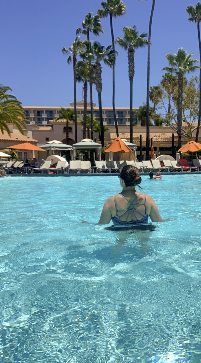 woman in pool