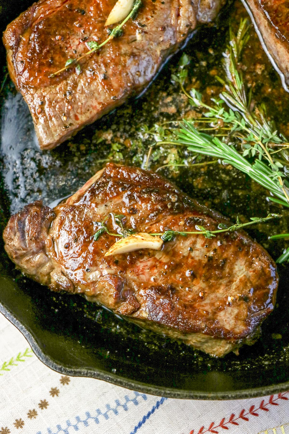 New York Strip Steak Recipe with Rosemary Garlic Butter