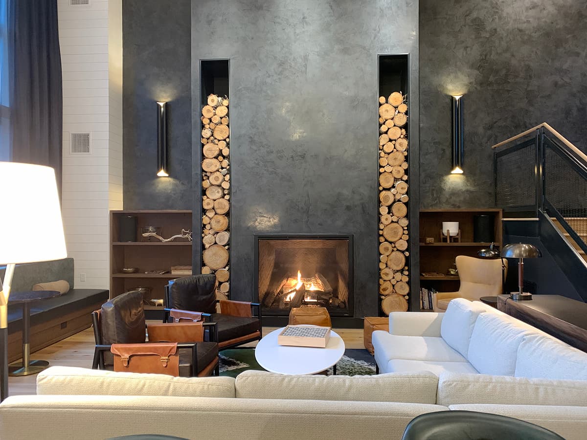 fireplace at Dorr Hotel