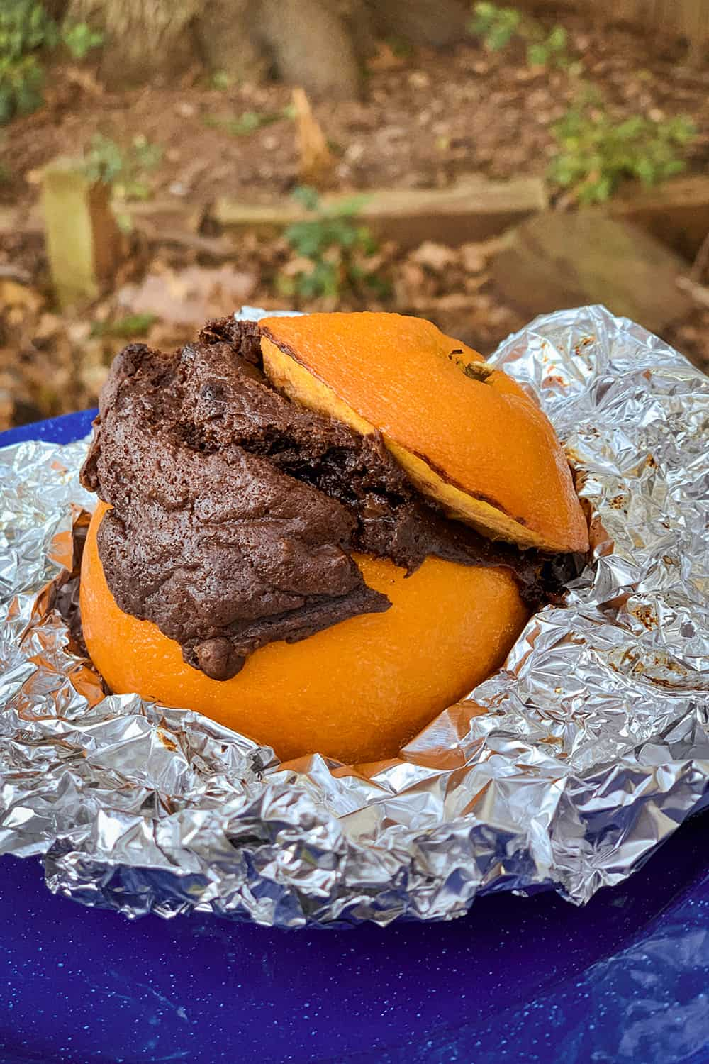 chocolate cake in orange camping