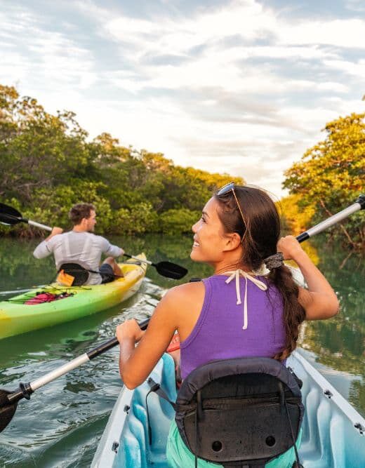 couple kayaking waterway in central florida