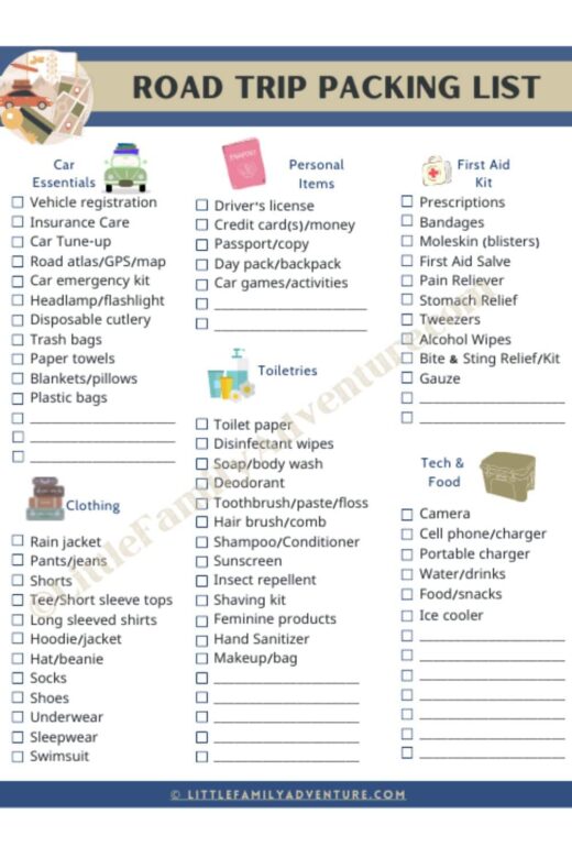 Ultimate Road Trip Packing List For Families with Tips on What To/Not ...