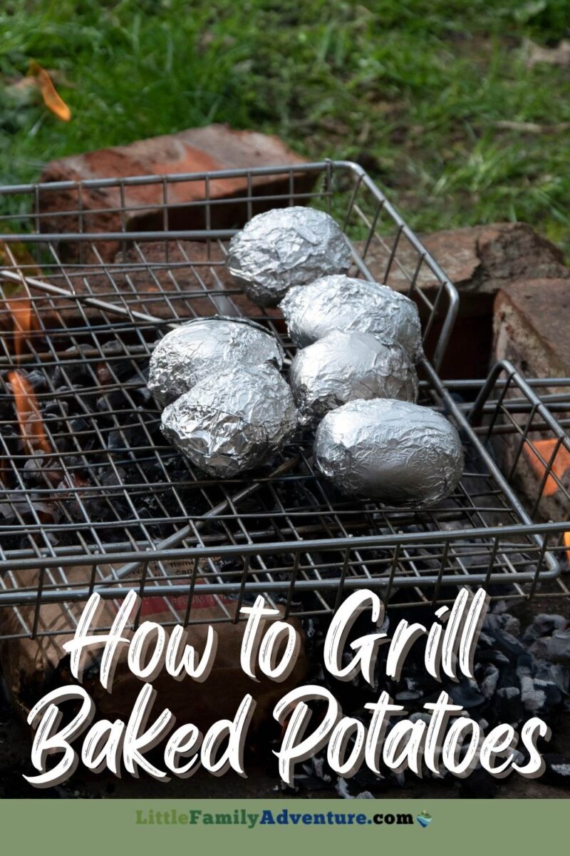 foil wrapped potatoes in grill basket