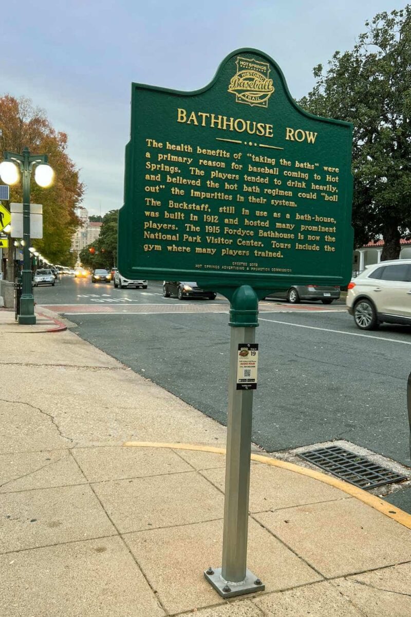 historic sign for bathhouse row in hot springs arkansas