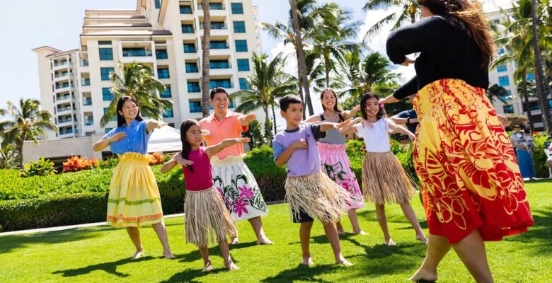 children taking hula lessons