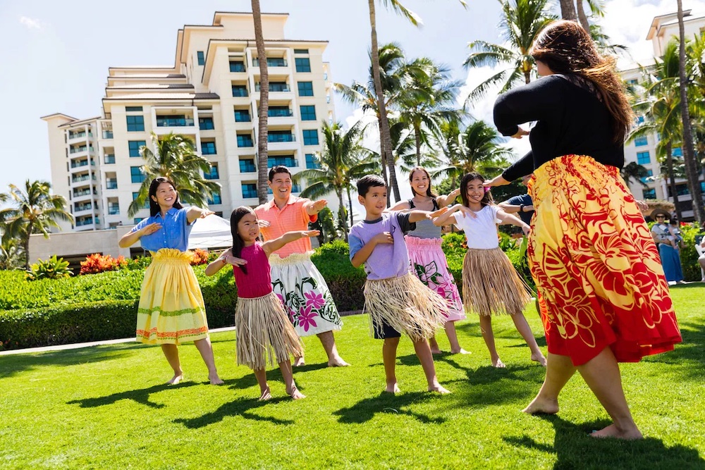 children taking hula lessons