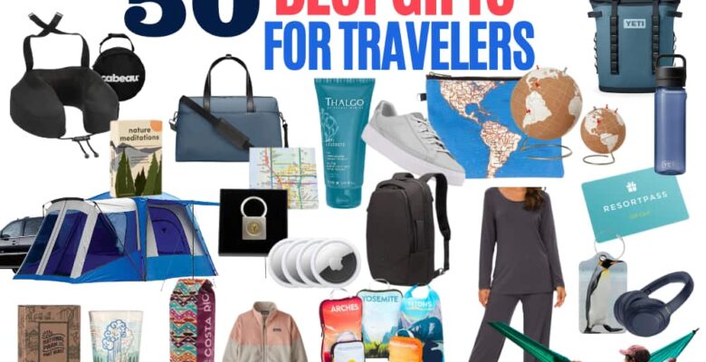 collage of gift ideas for travelers