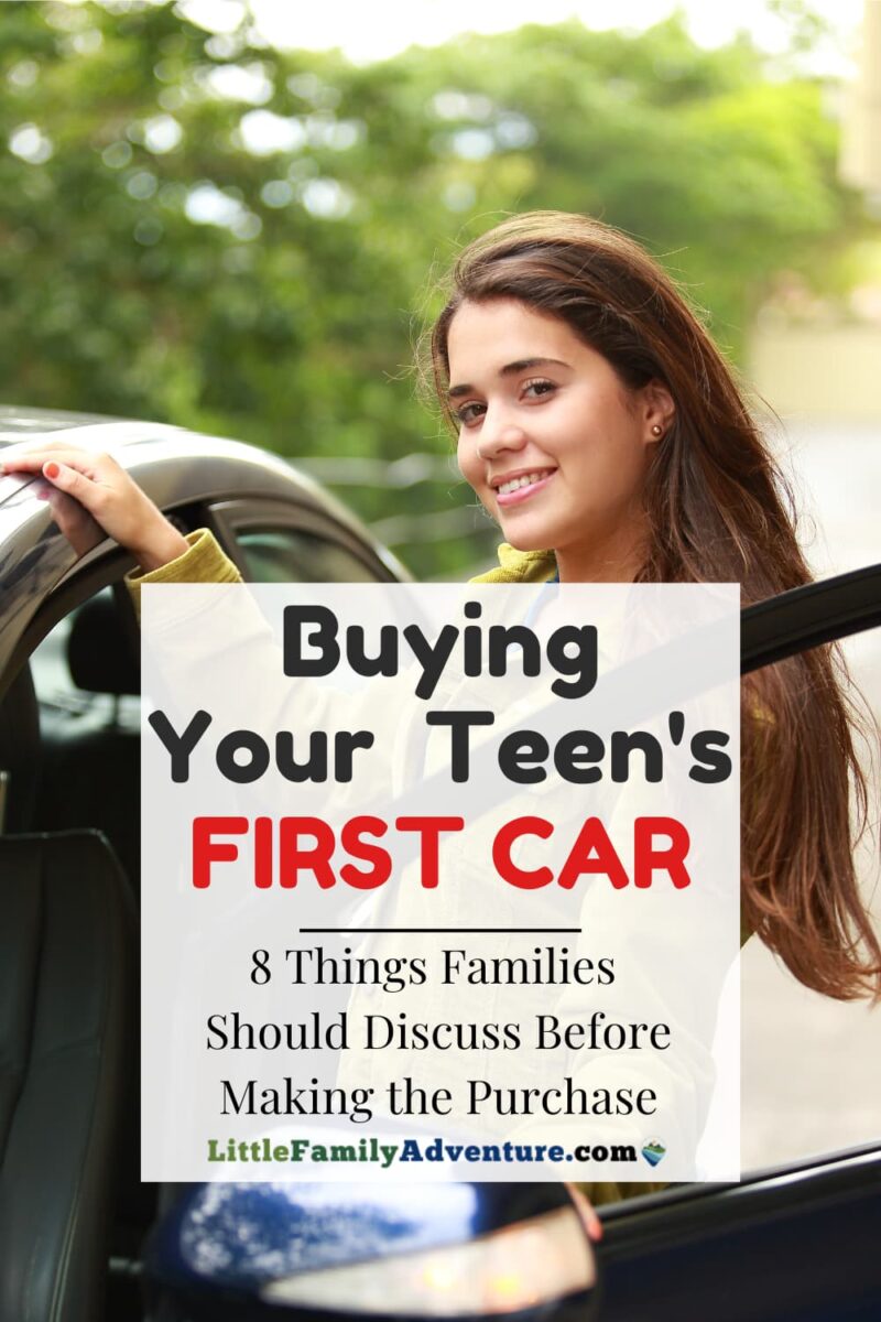female teen by car