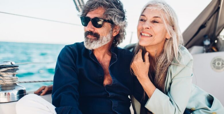 older adult couple on boat