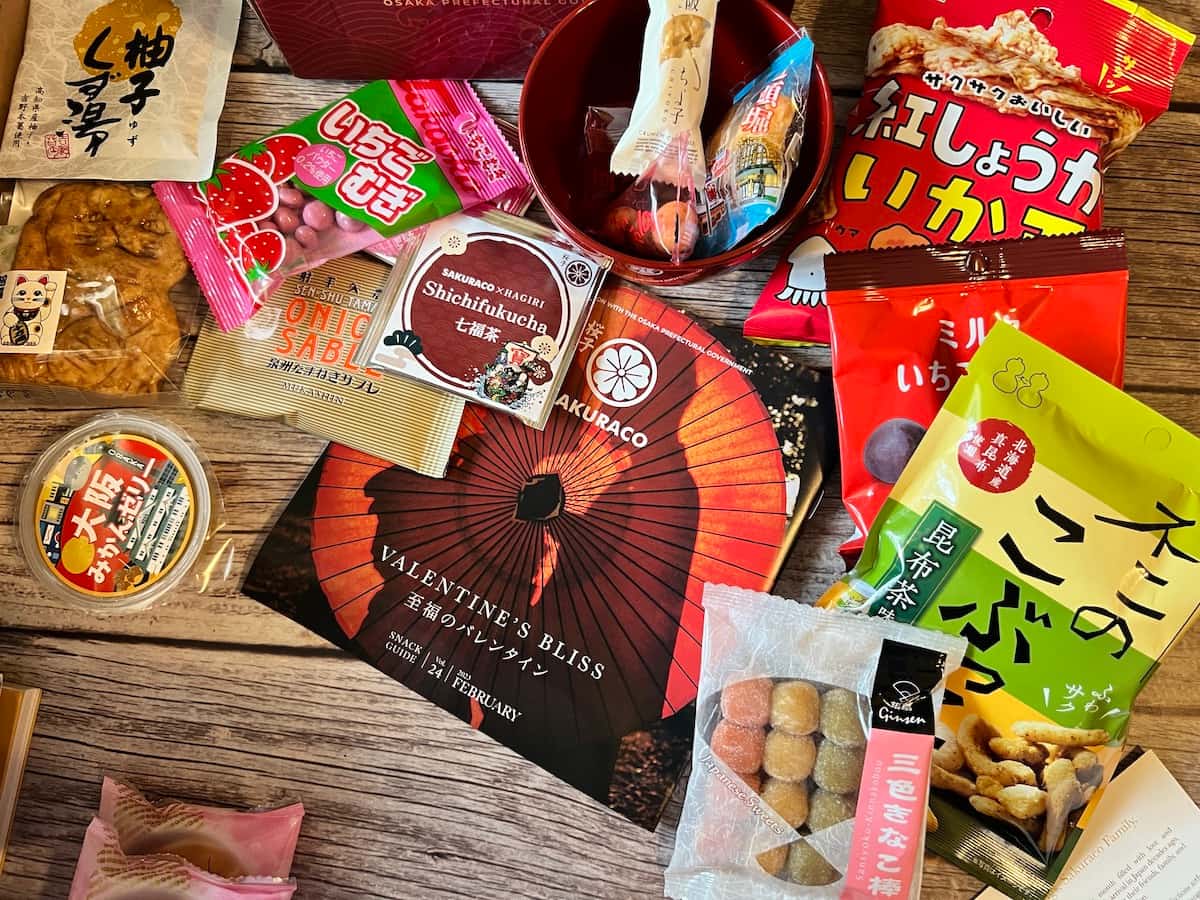 Sakuraco Japanese Snack Box guide and candies