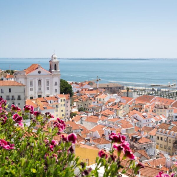 Alfama, Lisbon, Portugal view of city and water