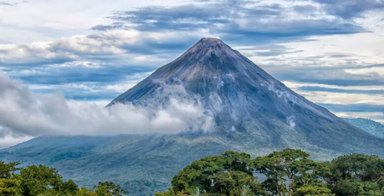 Arenal Volcano shrouded in clouds