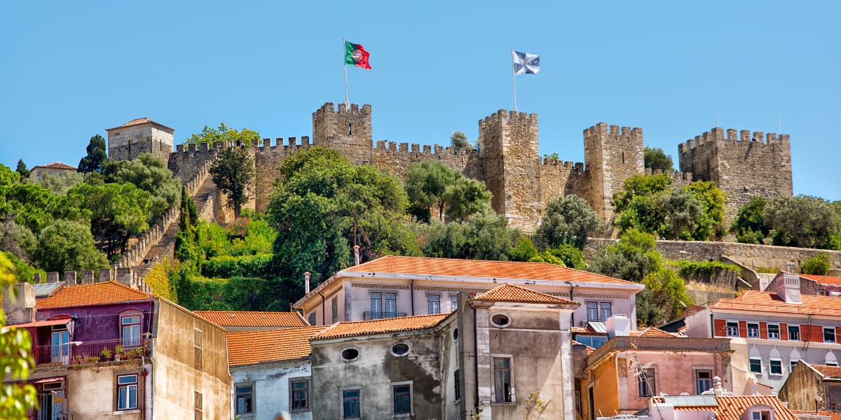 Sao Jorge Castle  in Lisbon Portugal and surrounding buildings