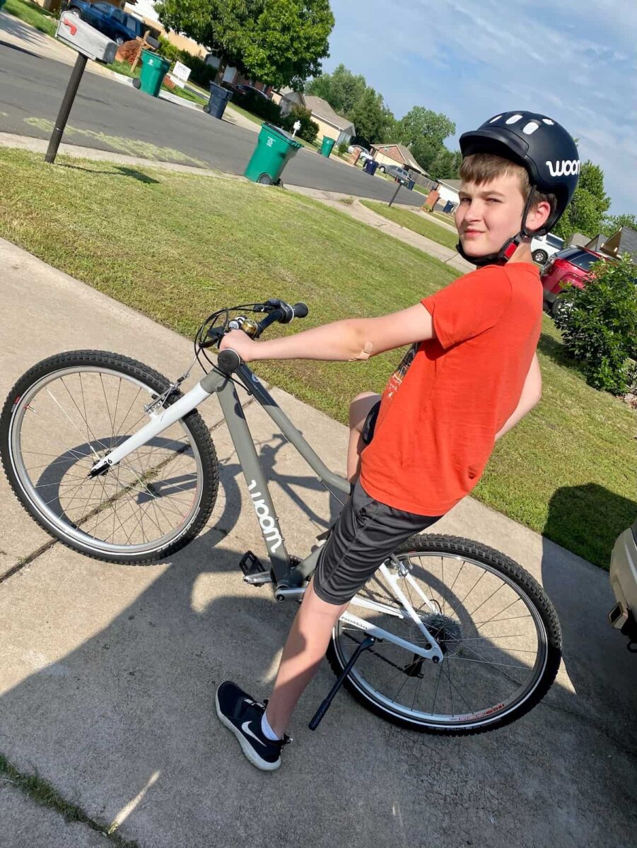 boy excited about 26" bike upgrade