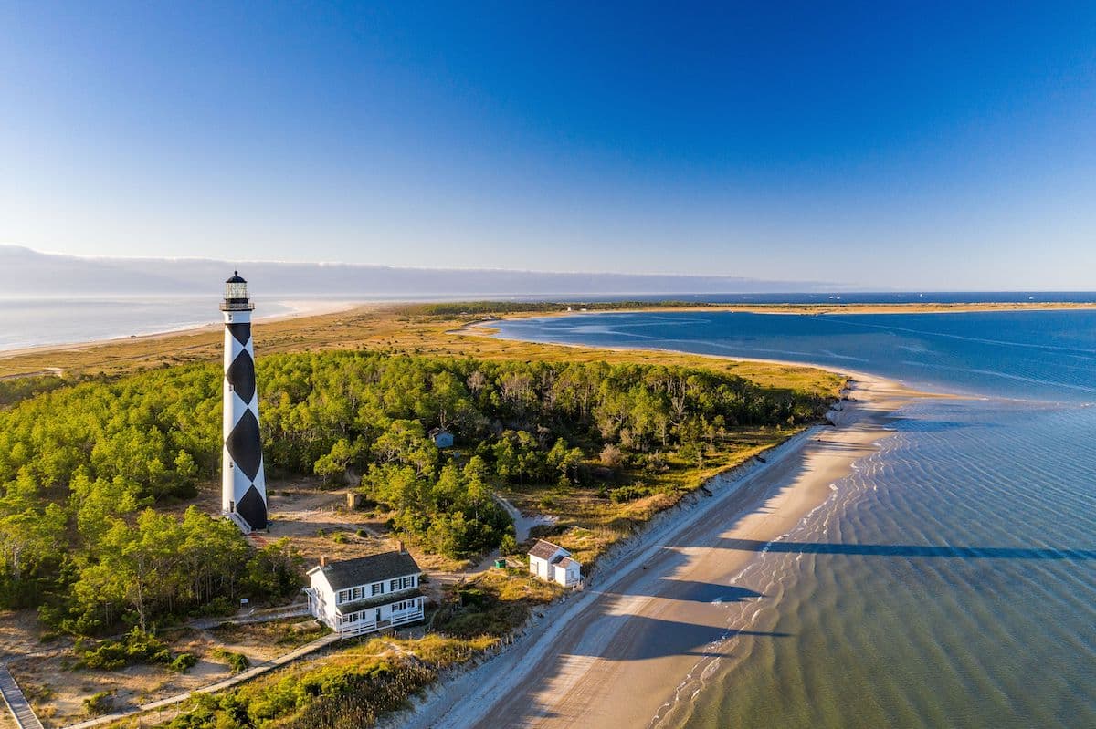 Cape Lookout Lighthouse Aerial Sunrise