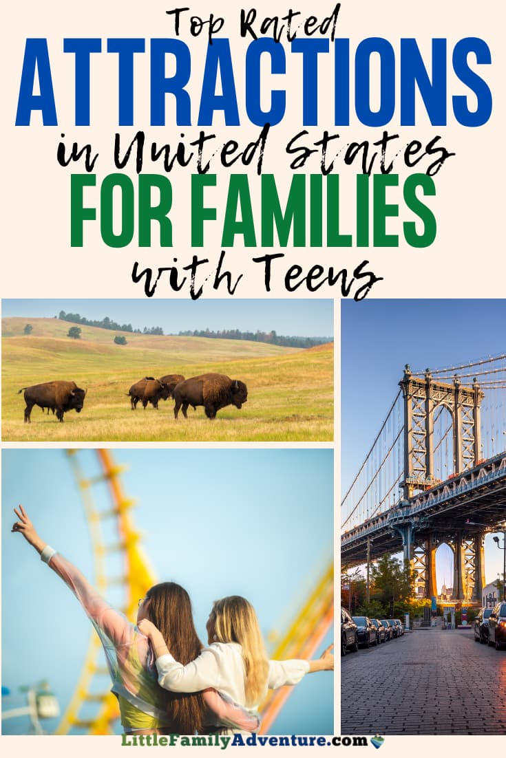 top rated attraction for families with teens in united states