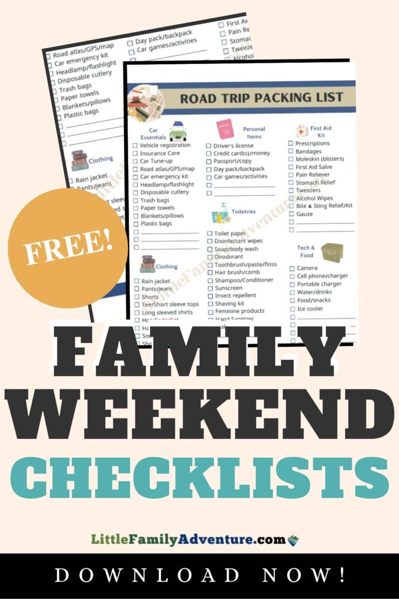 family weekend getaway printable packing list