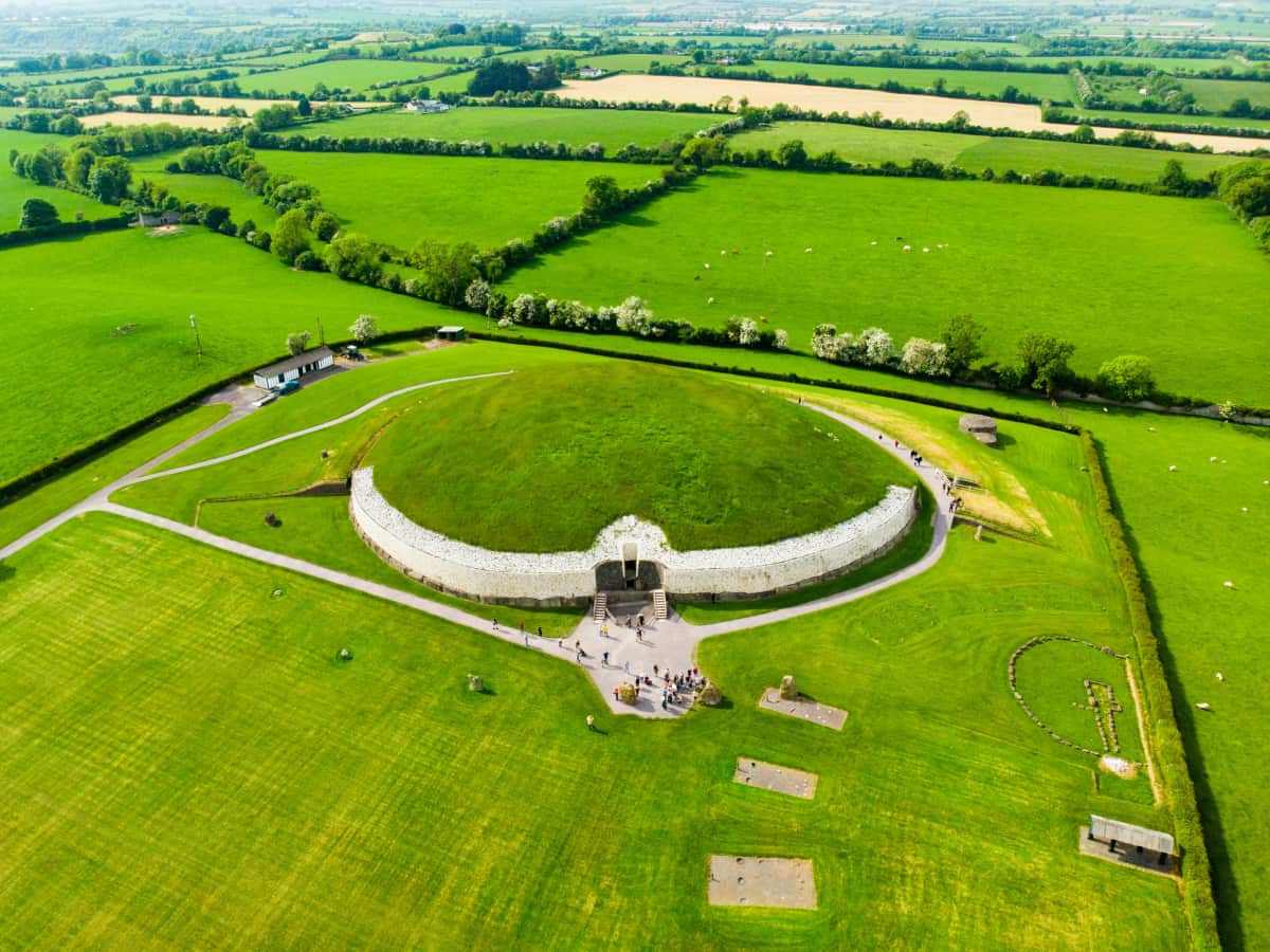 Newgrange historic monument aerial view