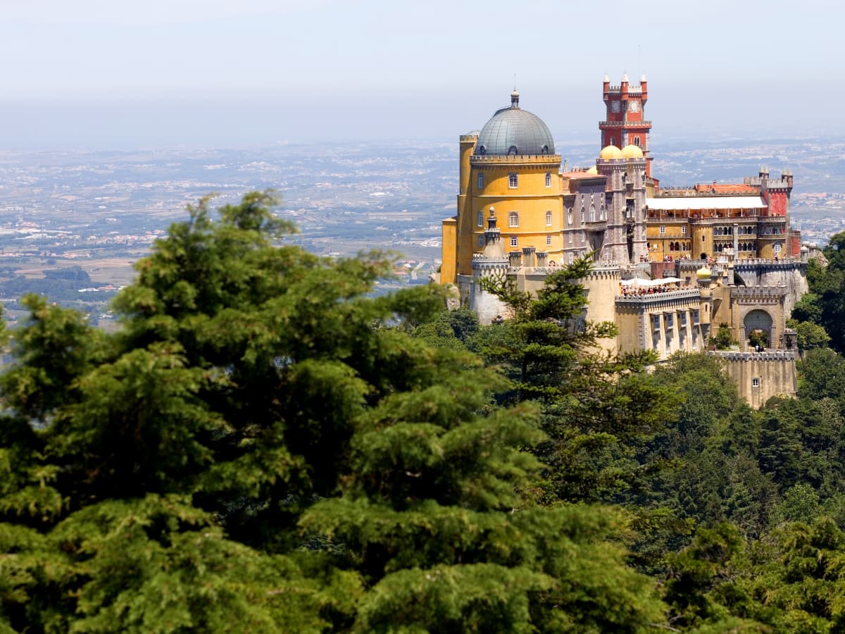 In Sintra, Portugal, Pena Palace shows a kaleidoscope of colors