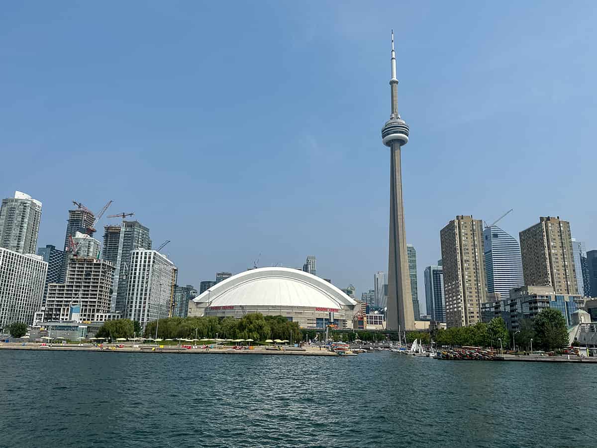 Toronto cityscape from city harbor cruise