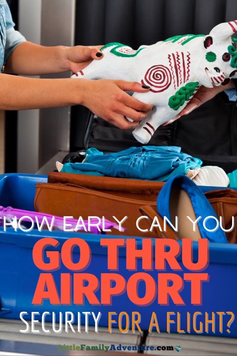 hands holding object over open suitcase - how early can you go through airport security