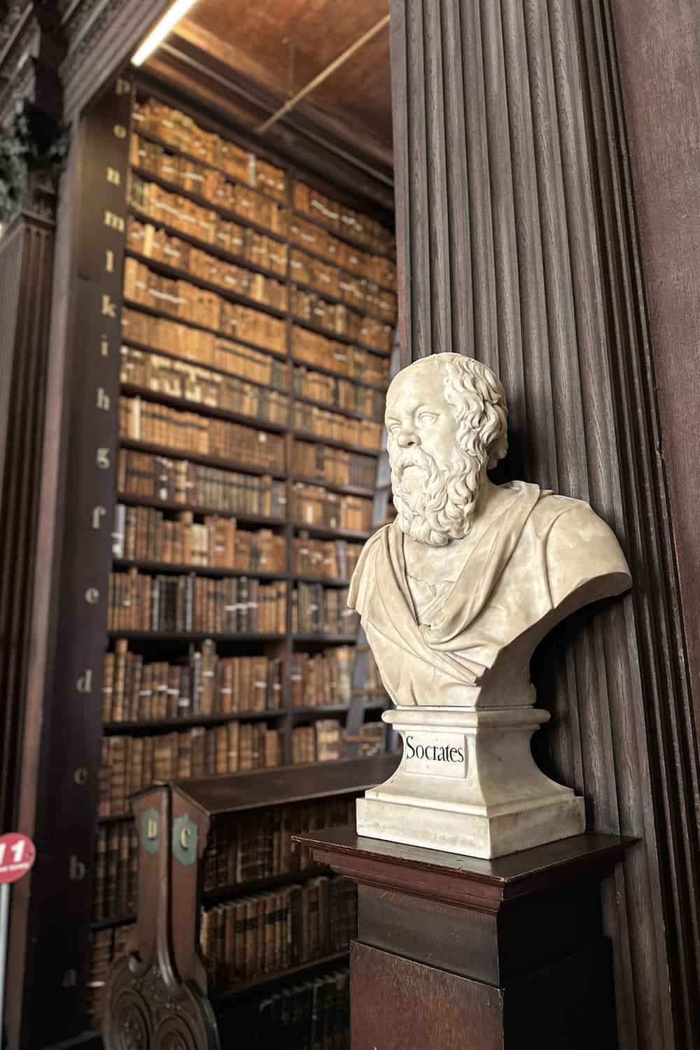 Socrates bust in Long Room At Trinity College