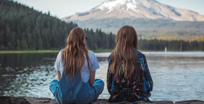 Two women looking at Mt Hood -places to visit in Oregon