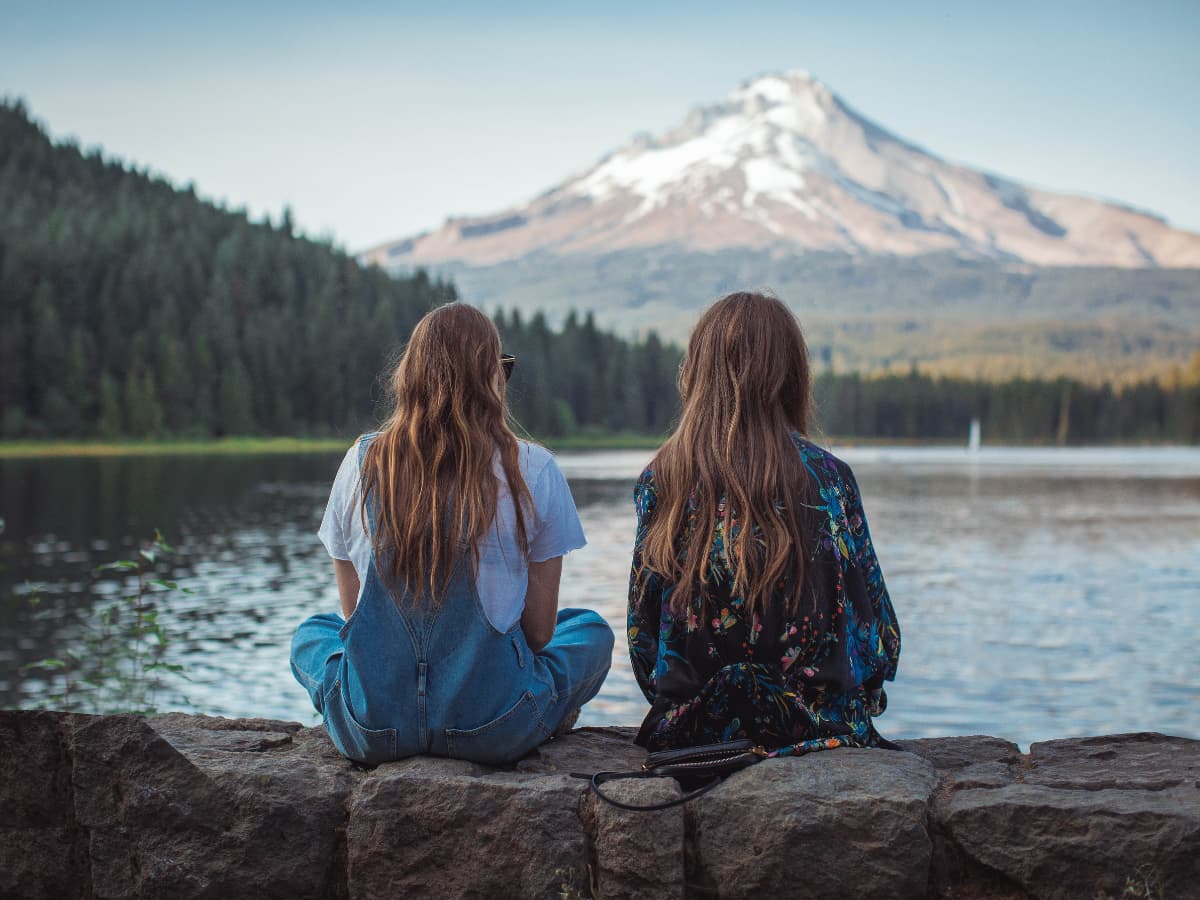 Two women looking at Mt Hood -places to visit in Oregon