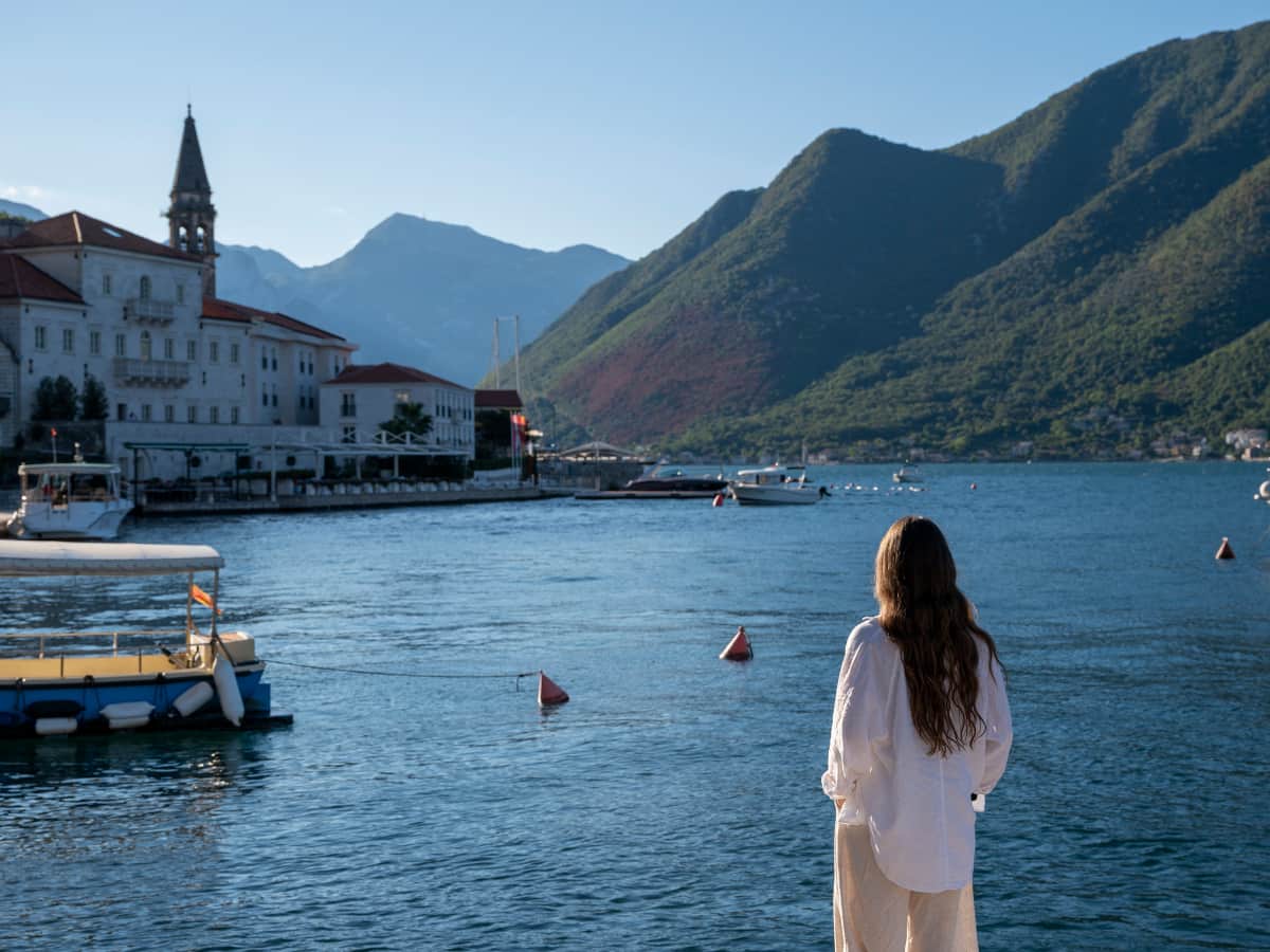 woman travelling in Perast Montenegro