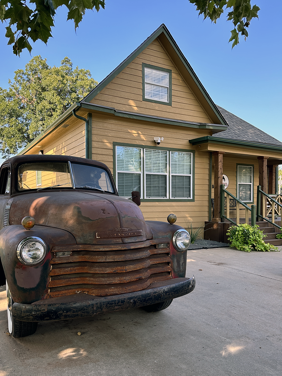 truck in front of home - Christmas Story movie themed vacation rental
