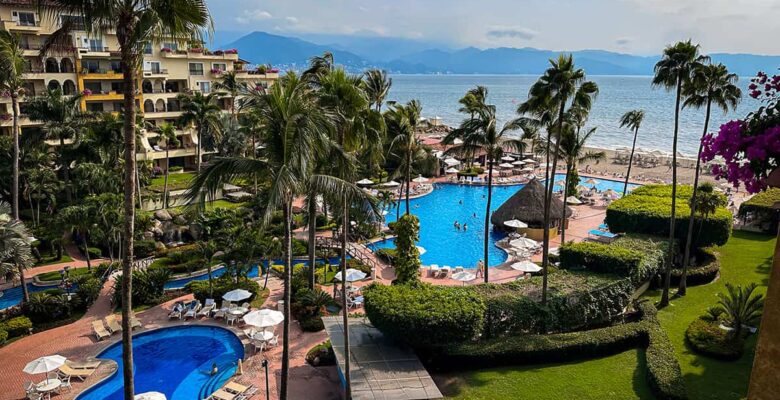 Velas Vallarta view of pools from room in Puerto Vallarta