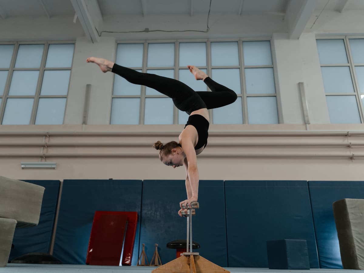 gymnast on bar