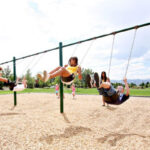 children on swings