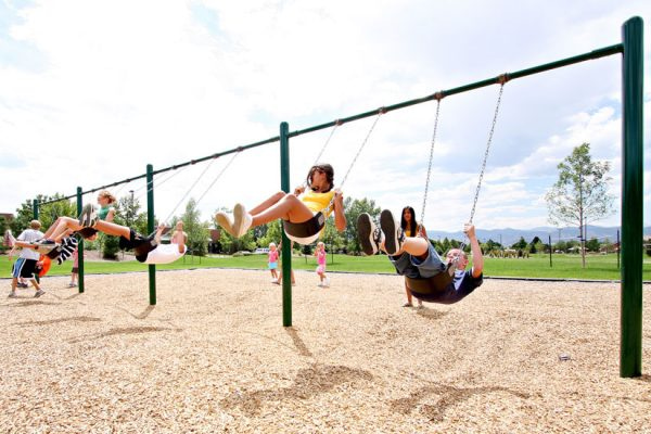 children on swings