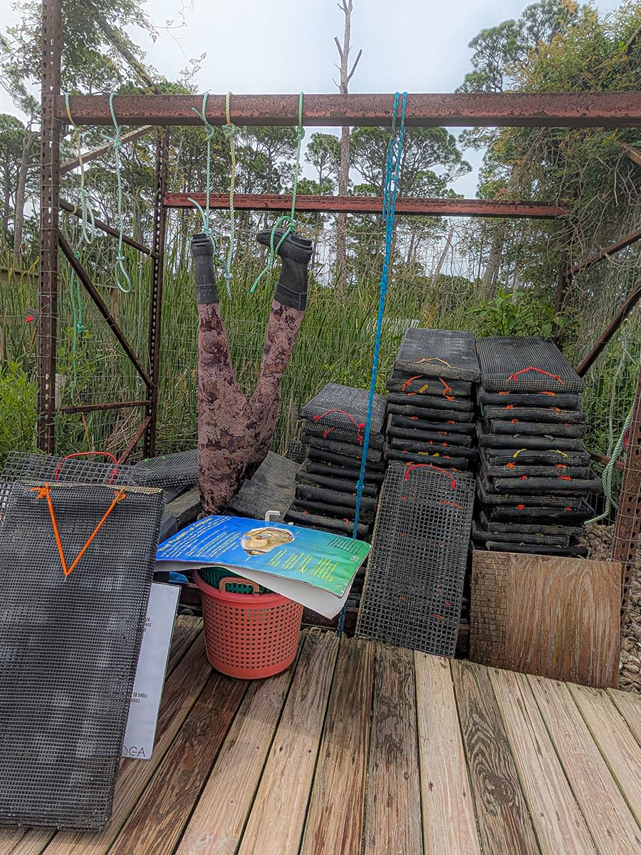 Admiral Shellfish Company cages and waders