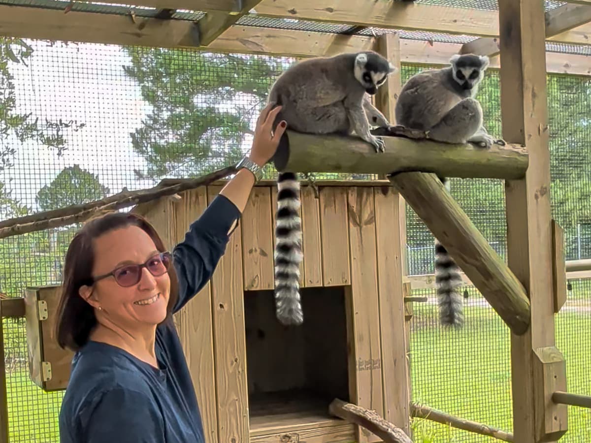 woman at the Lemur Experience Alabama Coast Zoo