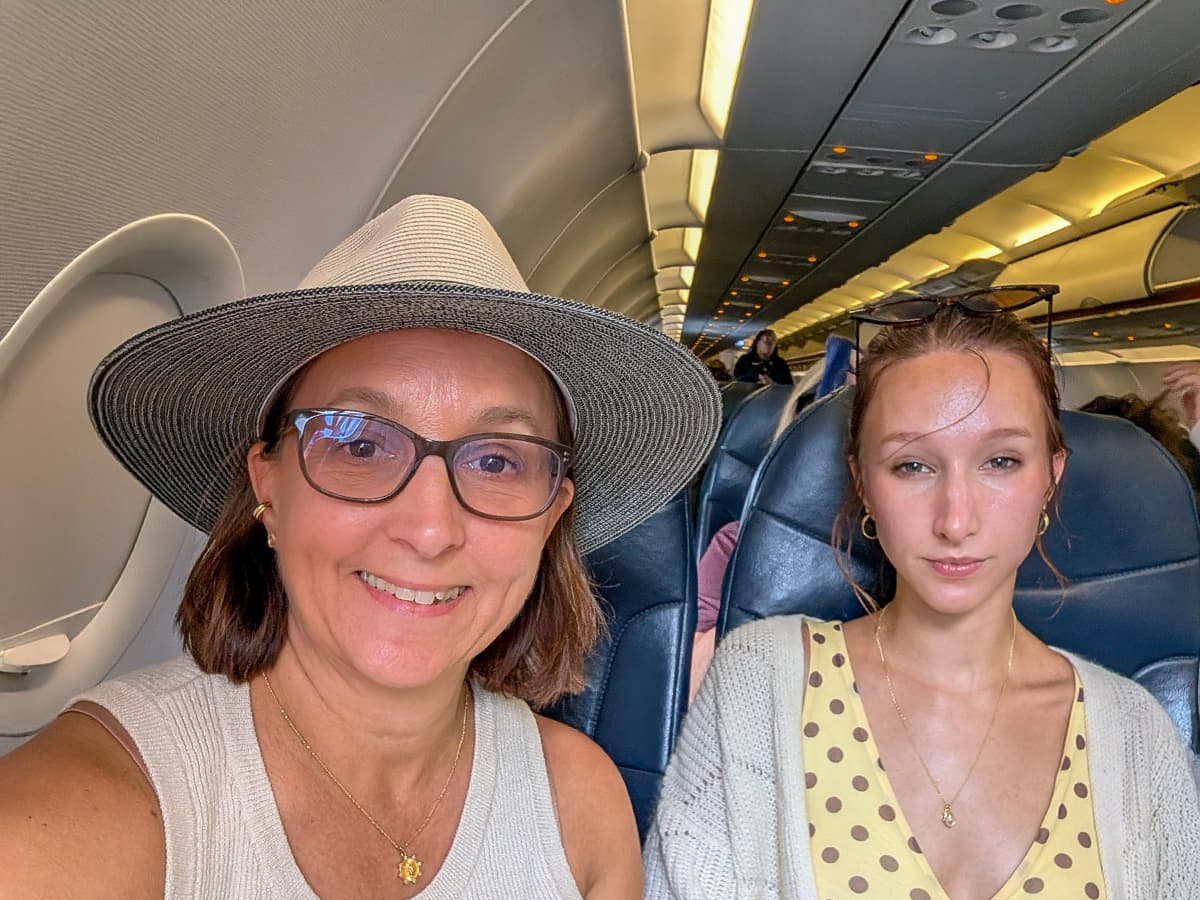 women on a plane