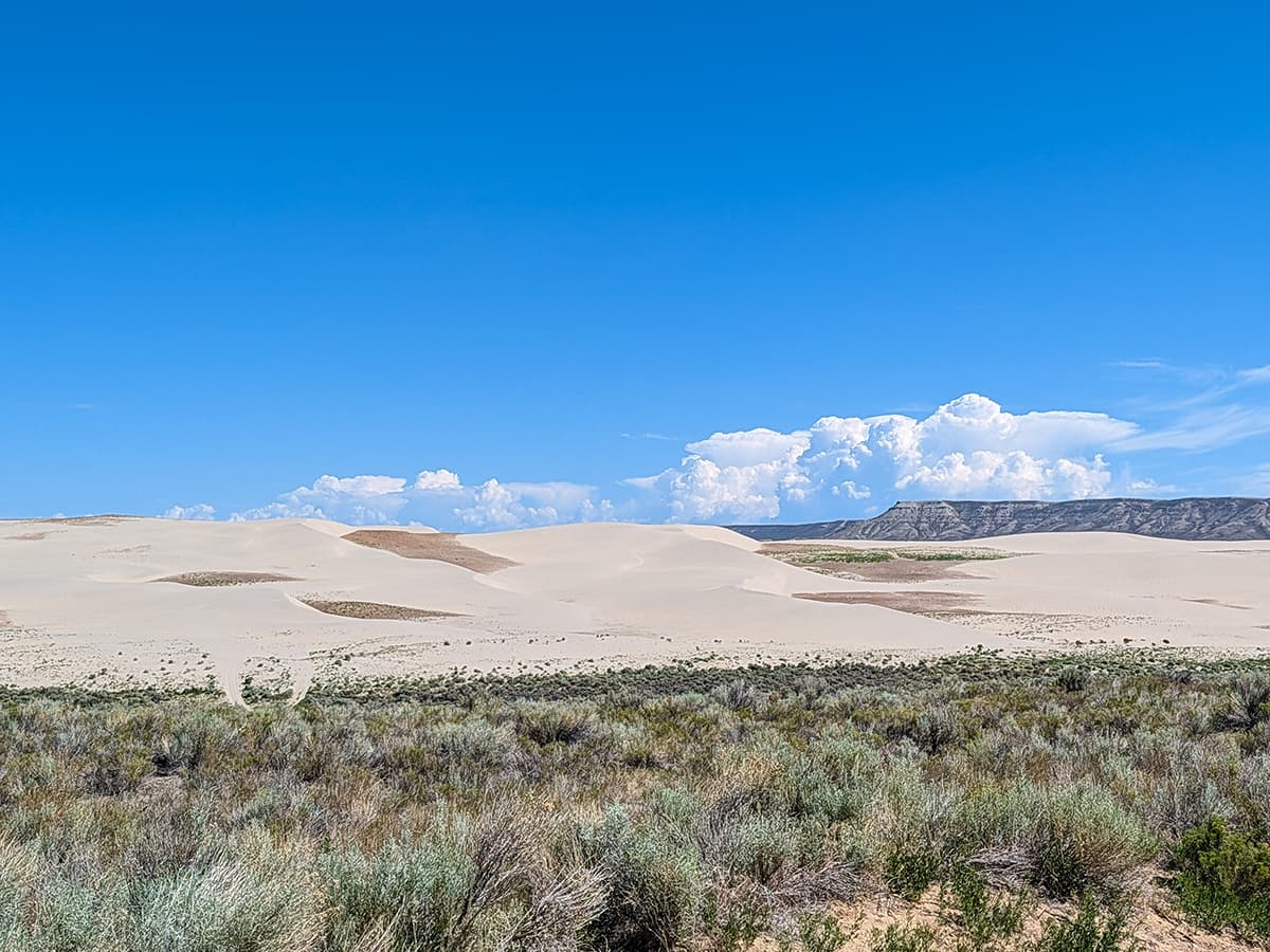 Killpecker Sand Dunes rec area with cloudy sky