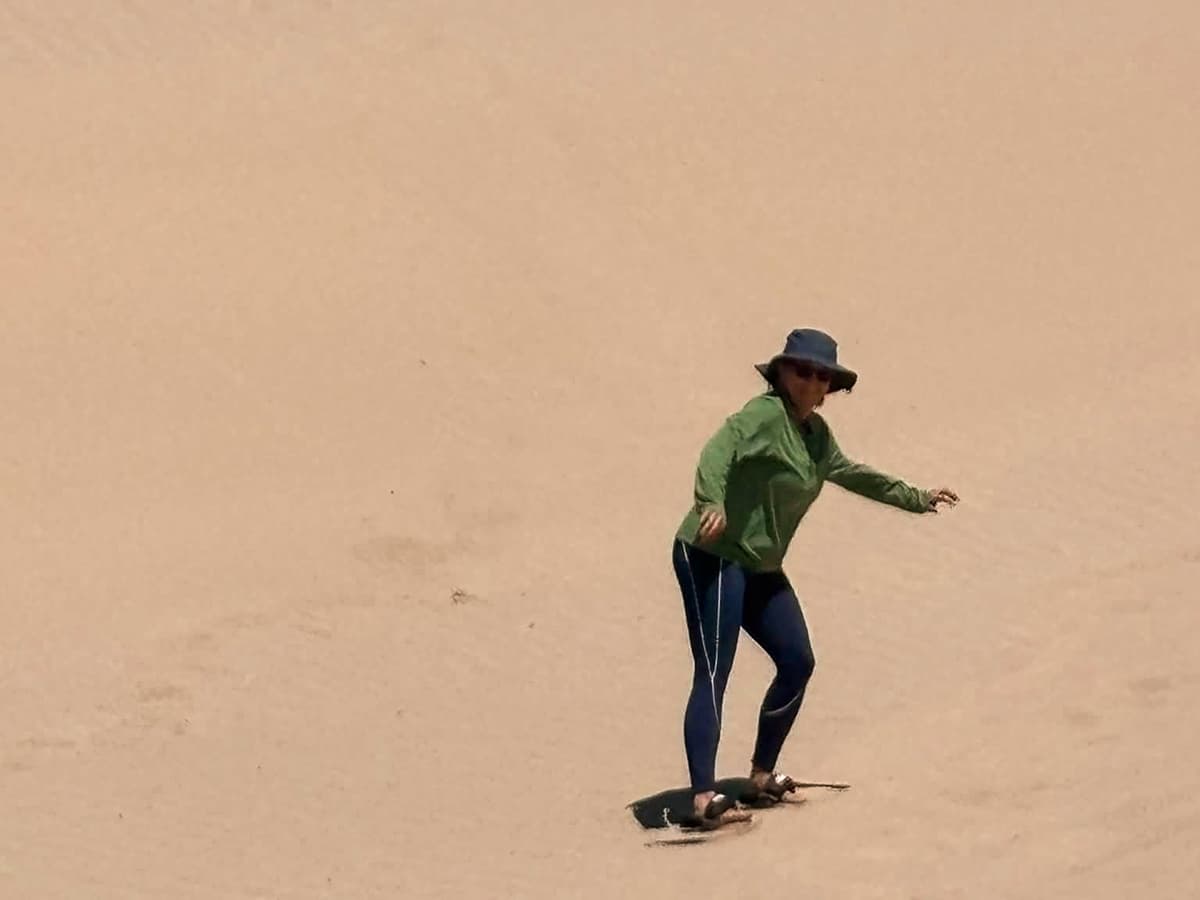 woman sandsurfing in Killpecker