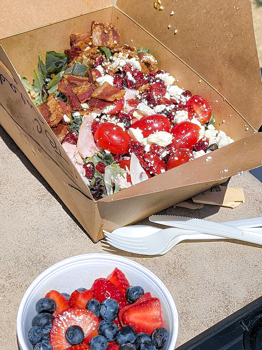 salad and bowl of fruit