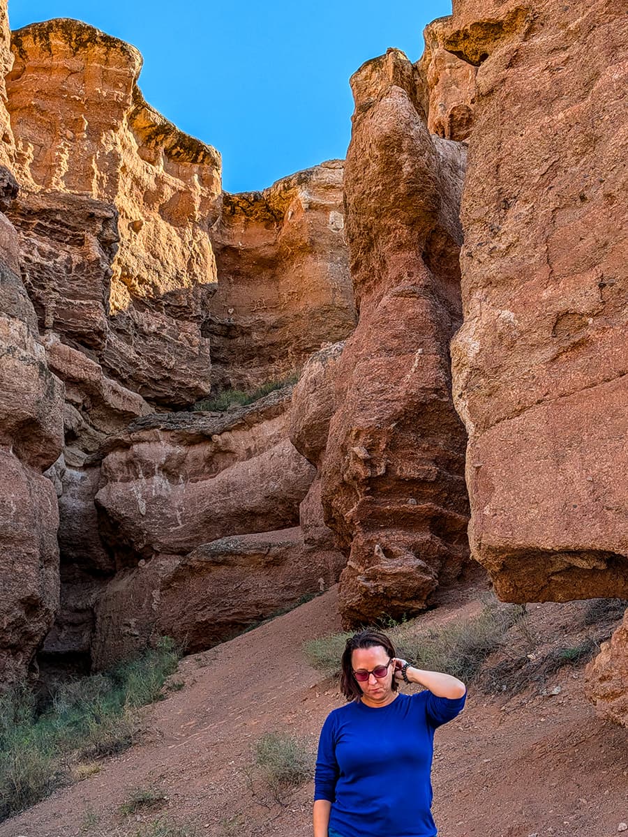 Charyn Canyon Valley of Castles close up of woman