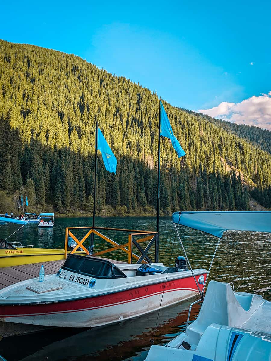 Kolsai Lake boats