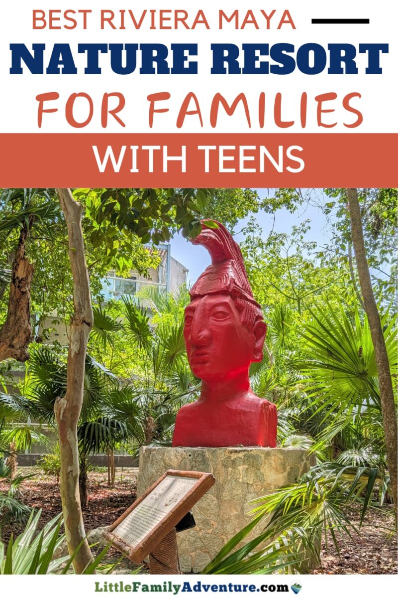 red mayan head statue